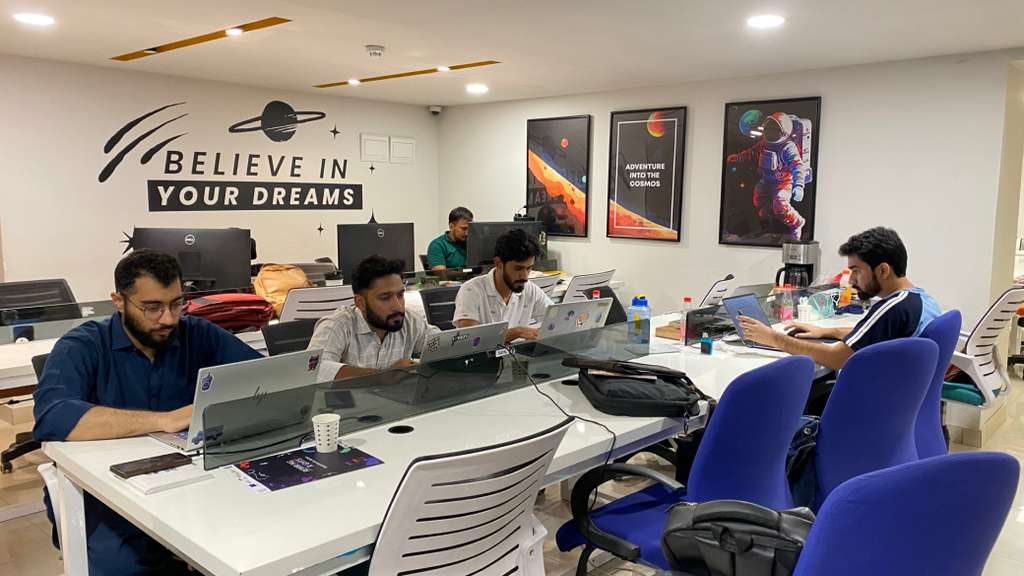 Founders working in the NICAT co-working space